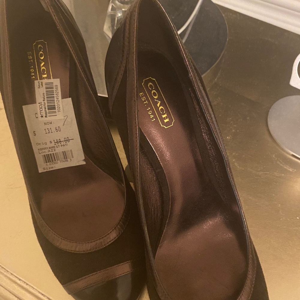 Coach brown velvet shoes NEW
